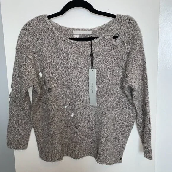 Anthropologie One Grey Day Grace Sweater Merino Wool Knit Marle Heathered XS - Picture 7 of 16